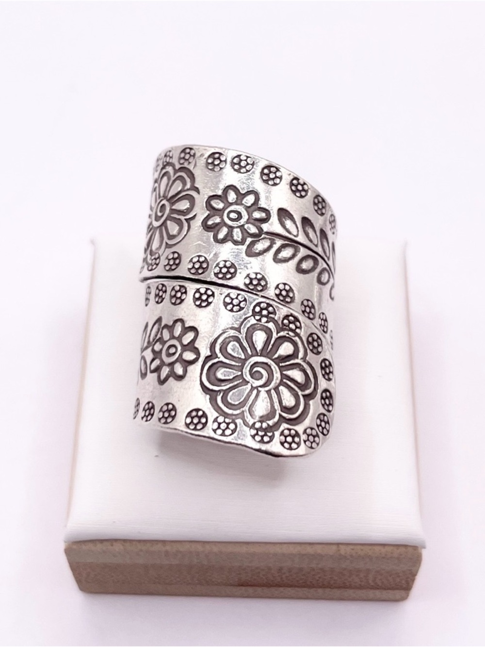 Size 7 Sterling Silver Wide Band Wrap Ring - Picture 7 of 7